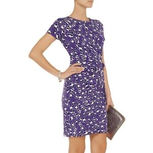 Diane Von Furstenberg Zoe Purple Spotted Floral Cat Faux Wrap Dress 4